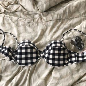 J Crew Black Gingham 34D Bikini Top
